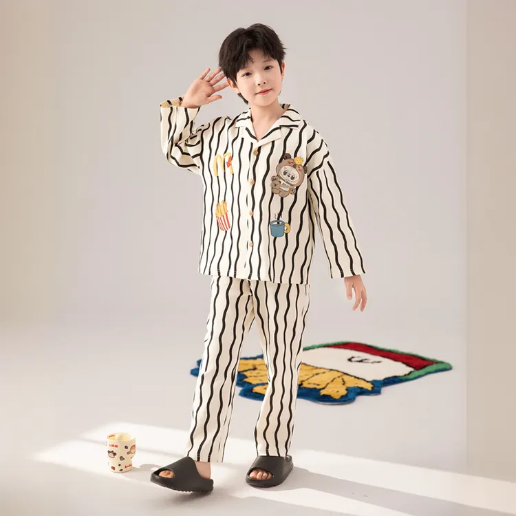 春秋睡衣男童纯棉长袖开衫韩版时尚卡通可外穿亲子家居服套装789