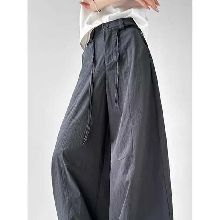 戈缕早秋新款韩系直筒裤度假风休闲裤女宽松垂感拖地百搭阔腿裤子