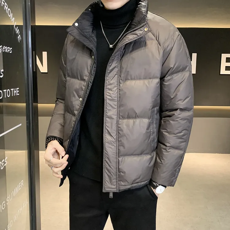 YIDUDAN拼色立领加厚羽绒服外套男冬季保暖新款高级感潮牌帅气