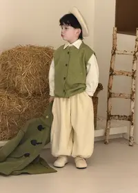 【在仓】K.baby【韩系•ins】绿色毛毛马甲 冬季新款儿童休闲韩版 9255