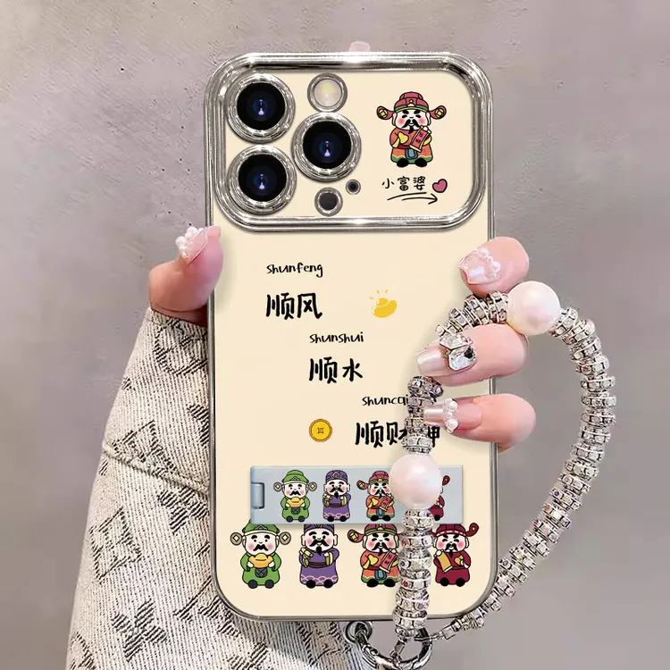 国潮财神适用于苹果16电镀大视窗手机壳创意硅胶华为oppovivo小米