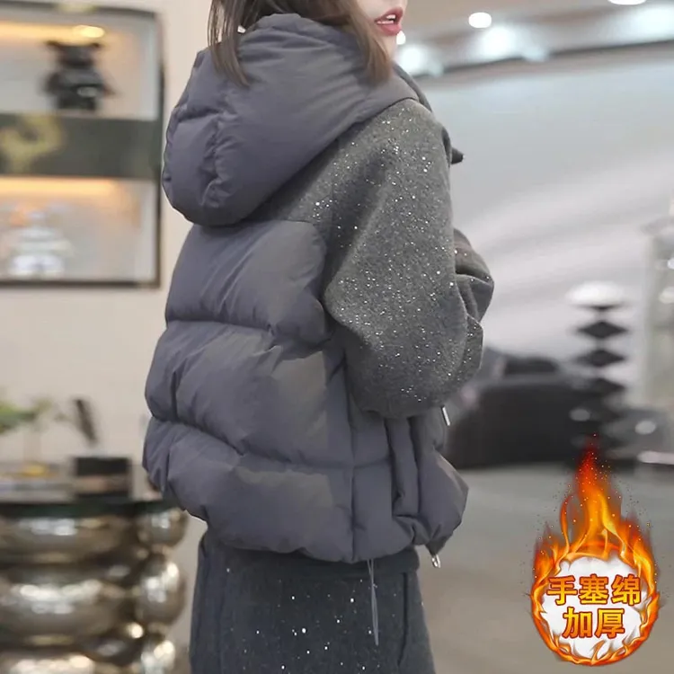 SHALLDOER【暖灰时光】网红款棉服外套女2025冬季洋气大气保暖棉袄