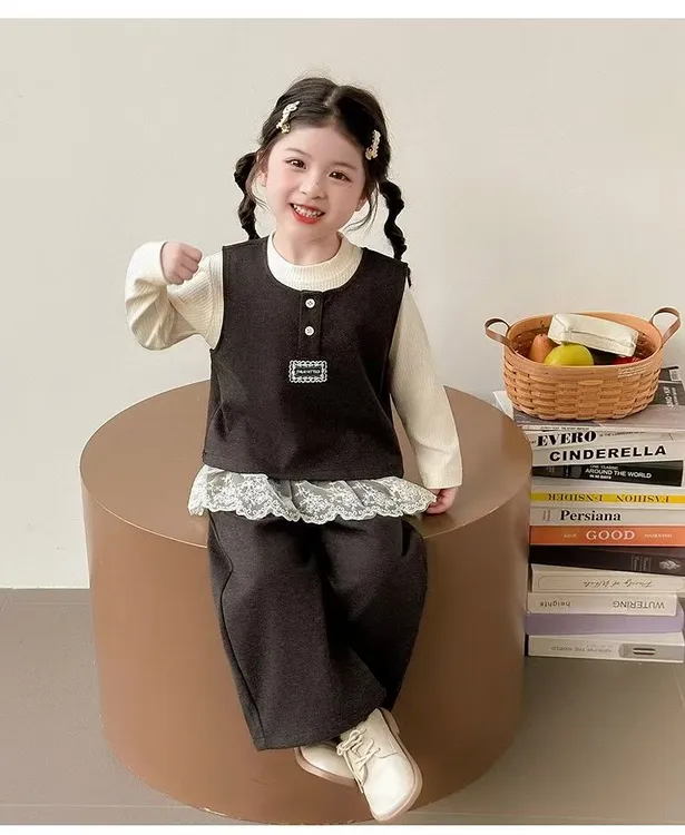 女套装2025纯色休闲风秋季女童套装春秋长袖少女风公主秋冬洋气