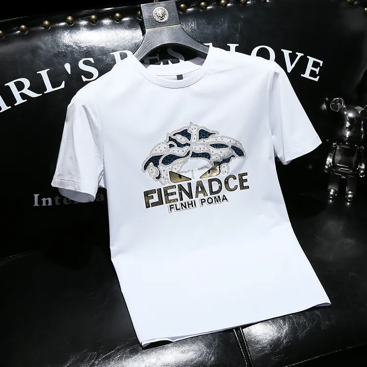 NDSL轻奢欧货高端丝光棉短袖T恤男士夏季新款圆领修身半袖体恤衫