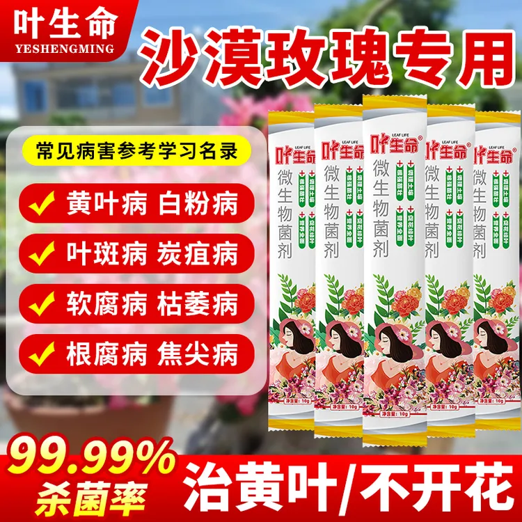 沙漠玫瑰专用药黄叶掉叶枯枝不开花绿叶壮苗促开花微生物菌肥 商品图