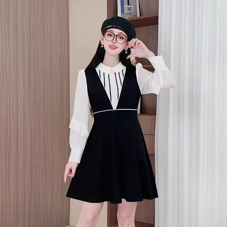 3737秋冬遮肉连衣裙减龄气质百搭打底裙大码女装洋气A字裙显瘦