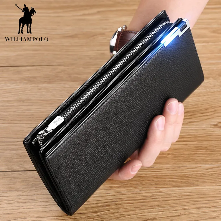 WILLIAMPOLO保罗男士长款钱包手包男士钱包真皮专柜正品名牌手包