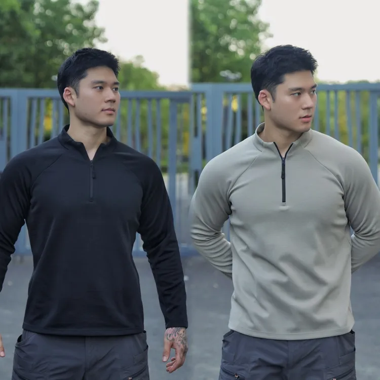 春秋男士新款迪桑棉立领半拉链运动长袖插肩袖休闲百搭卫衣