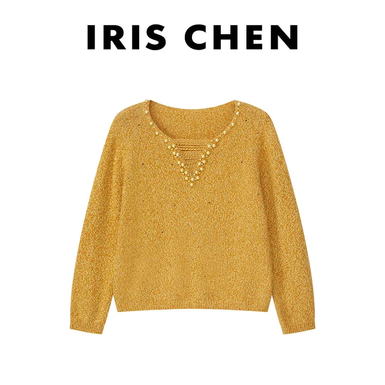 IRIS CHEN 邂逅 25秋冬“绵羊毛兔毛300g”珍珠千金感针织衫25SY971