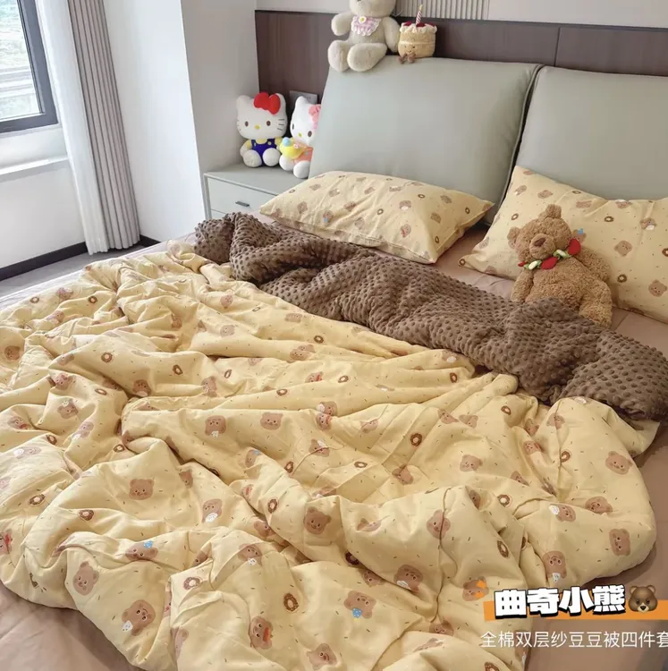 【豆豆被】加厚春秋保暖双面可用豆豆被可机洗a类全棉双层纱被芯