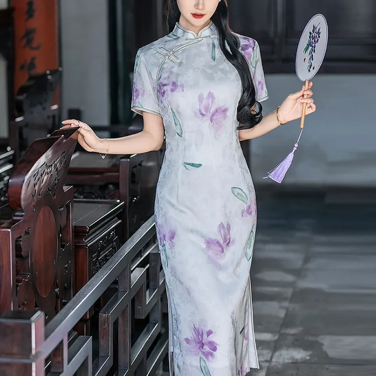 高端新中式旗袍绝美民国风2025新款短袖裙子老上海日常可穿晚礼服