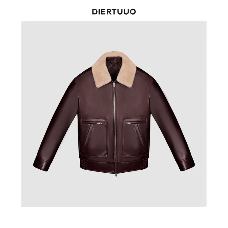 DIERTUUO迪途-68081男士秋冬经典时尚休闲潮流设计师翻领皮衣
