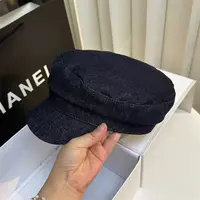 LAPHE 牛仔鸭舌帽平顶帽秋冬新款蓝色立体英伦复古日系洋气时尚