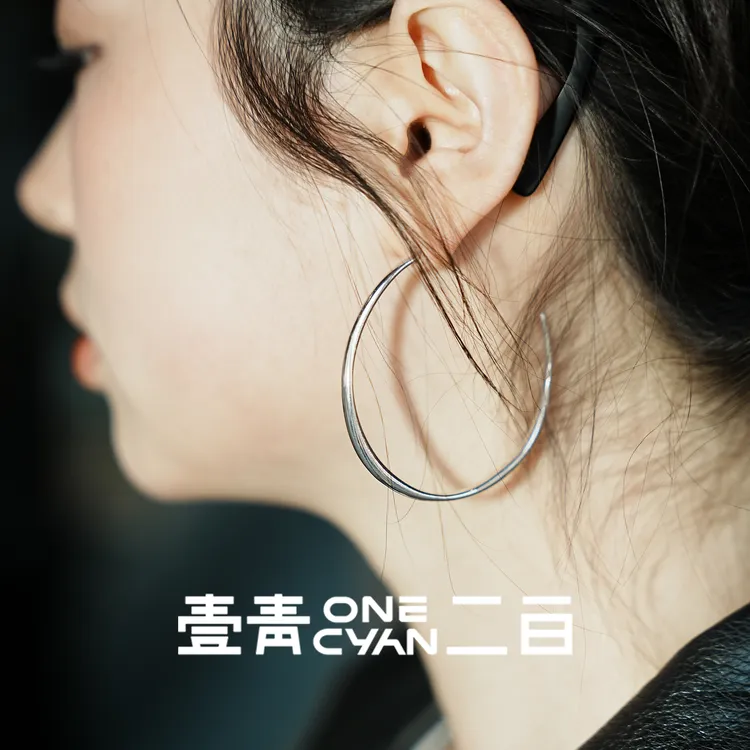 ONECYAN 925银耳饰 《太初》纯银实心大圈耳环