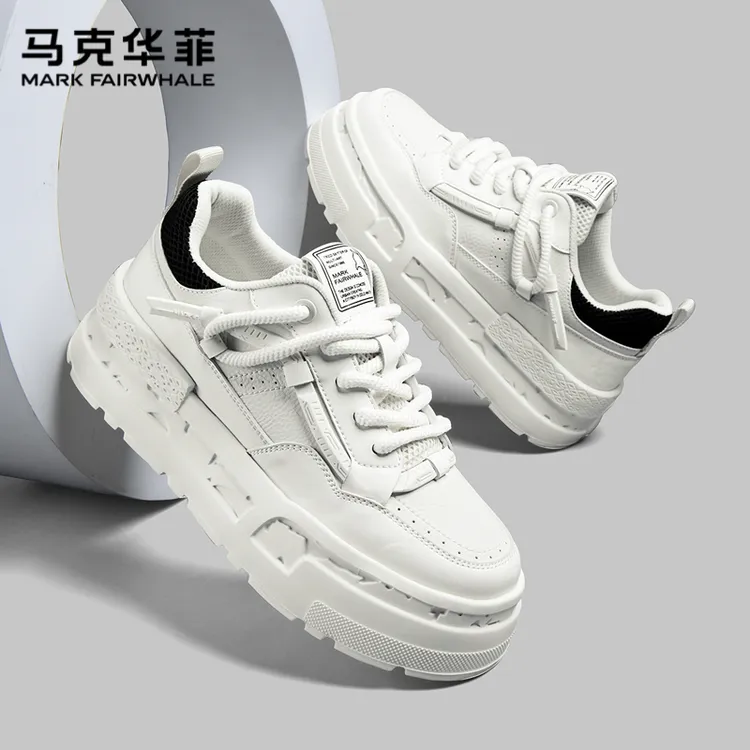 马克华菲小白鞋男款2025冬季新款男士厚底增高板鞋男休闲鞋子男鞋