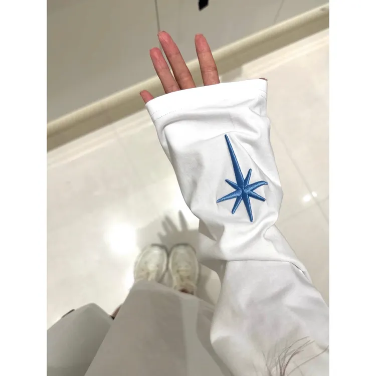 伶落旧人 下坠星星哥特标语刺绣长袖t恤女春秋美式高街打底衫上衣