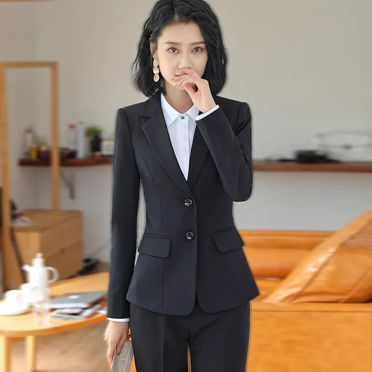 黑色小西装外套女春秋职业套装工作服女士西服大学生面试上班正装