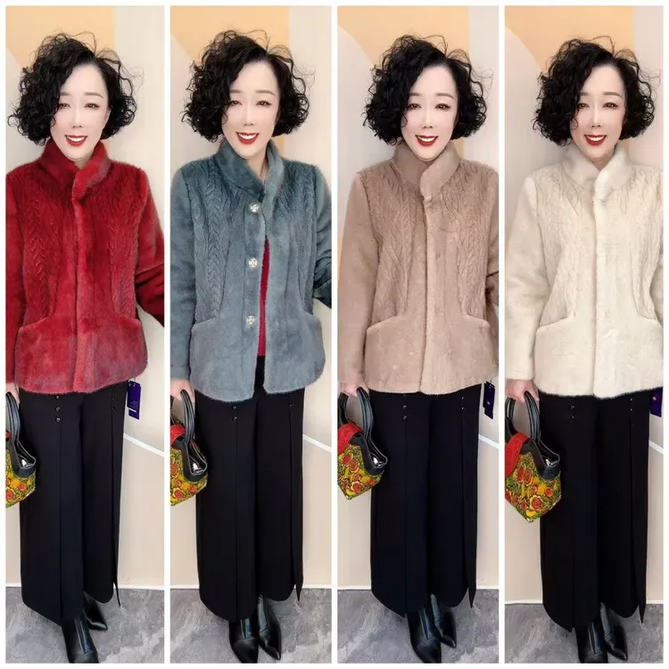 532新款冬季立领时尚宽松环保绒短外套，衣长67