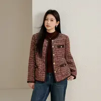 【新年战袍】纤莉秀W大码女装千金风粗花呢肌理感短外套QL0335
