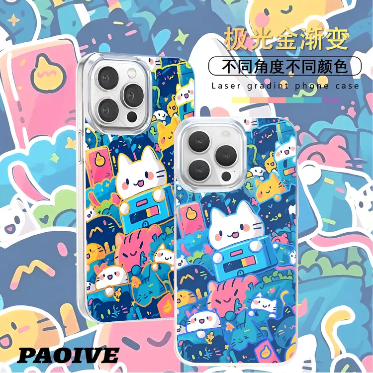 满屏猫咪适用苹果华为vivo一加iPhone小米红米极光手机壳