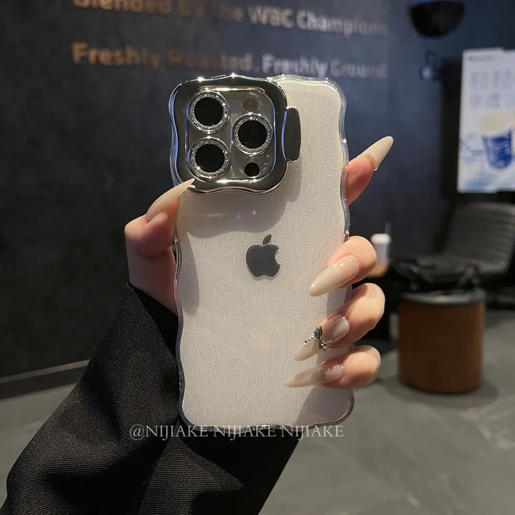 气质白简约镜头膜支架适用苹果16手机壳15/14/13promax全包防摔