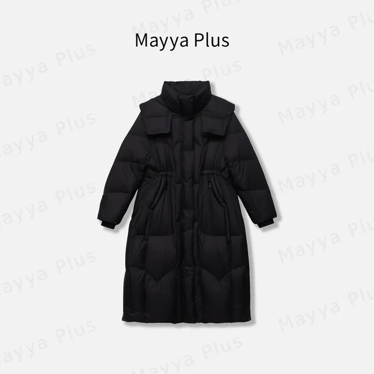 【冰岛之恋】Mayya Plus麦芽定制气质流光风中长羽绒服32546531