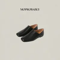 Moprobably李予诺 复古气质通勤百搭方头真皮乐福鞋L5305002