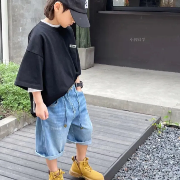 特价【小智同学】新款牛仔裤夏季纯棉中裤7分裤男女童