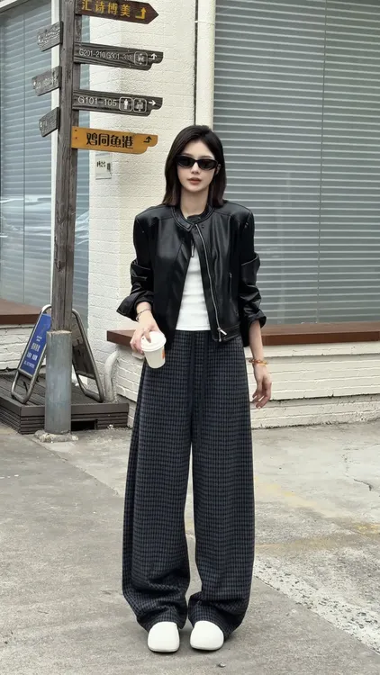 MAOYANJIA-978567-发财格《加厚绒》显瘦休闲直筒休闲裤