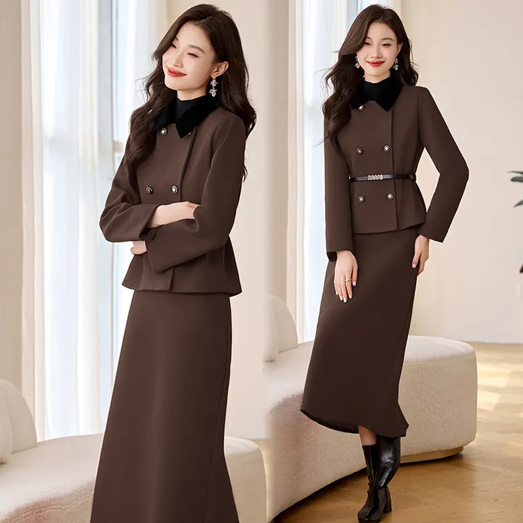 秋冬加棉收腰小香风轻熟风时尚两件套装2025秋季长袖女神范洋气