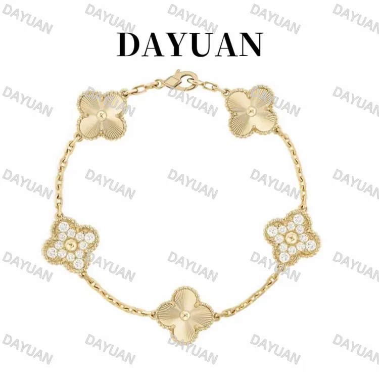 合金手链 金色V金3.0版本五花系列高定五花手链百搭饰品轻奢小众