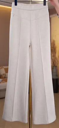 露露【风雪】窄版阔腿裤蘑糯糯m高档毛衣喇叭裤-3712#