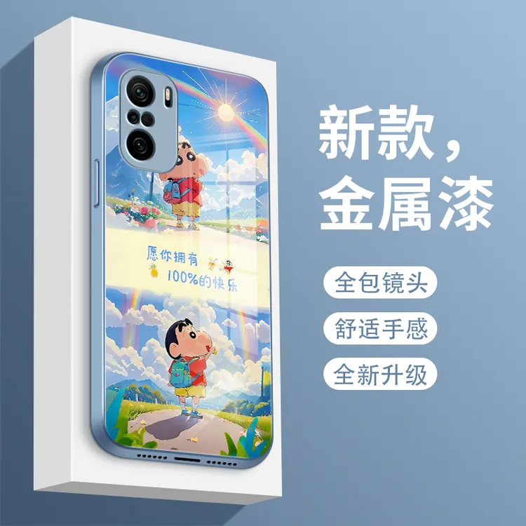 小新语录适用小米红米k40pro手机壳K40玻璃壳k40s挂绳redmi金属漆