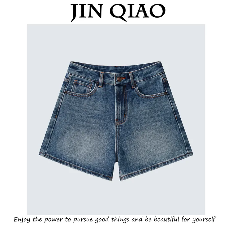 JIN QIAO【洛翎】设计师款美式牛仔短裤 休闲四分裤#D4766