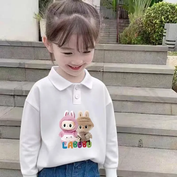 100%纯棉女童POLO衫长袖T恤2025春秋儿童宝宝休闲百搭翻领打底衫T