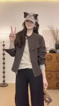 立领水洗短款外套女2025秋季新款韩系小个子工装夹克百搭上衣