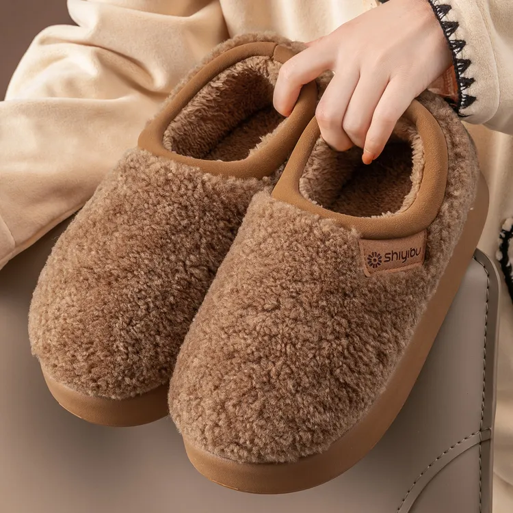 增高厚底毛绒棉拖鞋加绒保暖居家美拉德色女款2025新款爆款棉鞋女