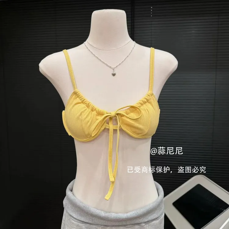小鸡黄系带卡扣带钢圈内衣胸衣文胸0306