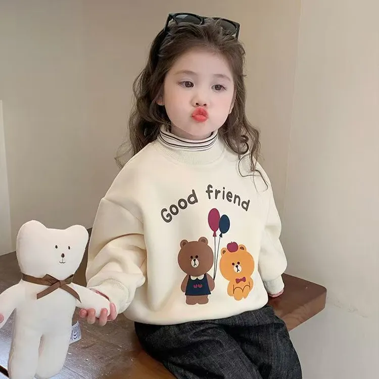 女童加绒卫衣秋冬2025新款洋气冬季女宝宝冬装百搭可爱2025新款