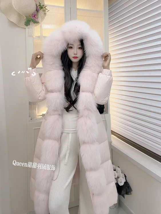 【雪域精灵】鹅绒加厚保暖外套新款洋气百搭时尚狐狸毛收腰羽绒服