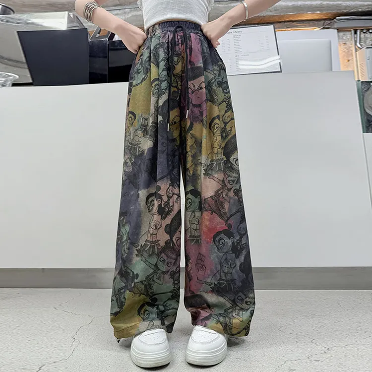 女童哪吒卡通阔腿裤直筒洋气2025新款儿童夏季防蚊裤垂感宽松显瘦