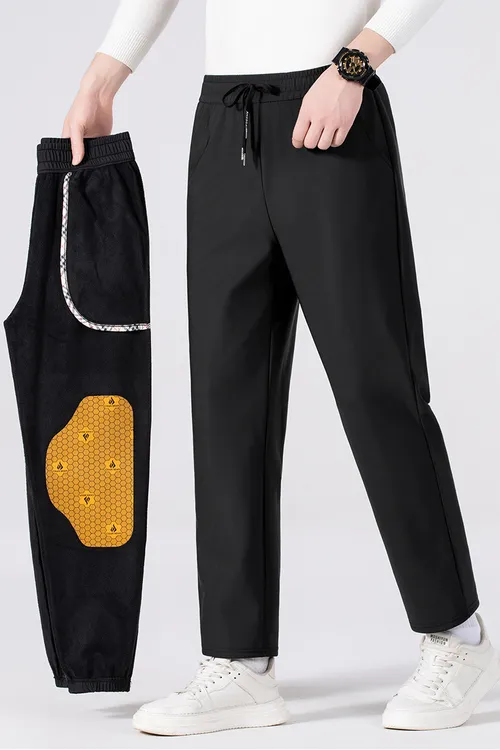 新款高端石墨烯护膝男女士加绒加厚大码保暖送爸妈弹力休闲棉裤