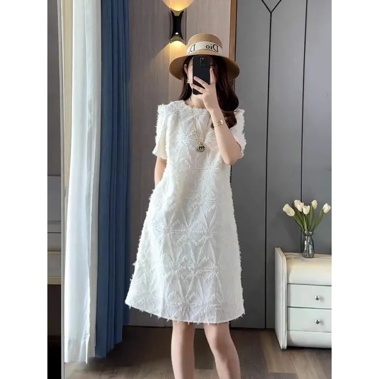 大码夏季新款法式小香风连衣裙女高级感气质名媛高端精致欧货裙子