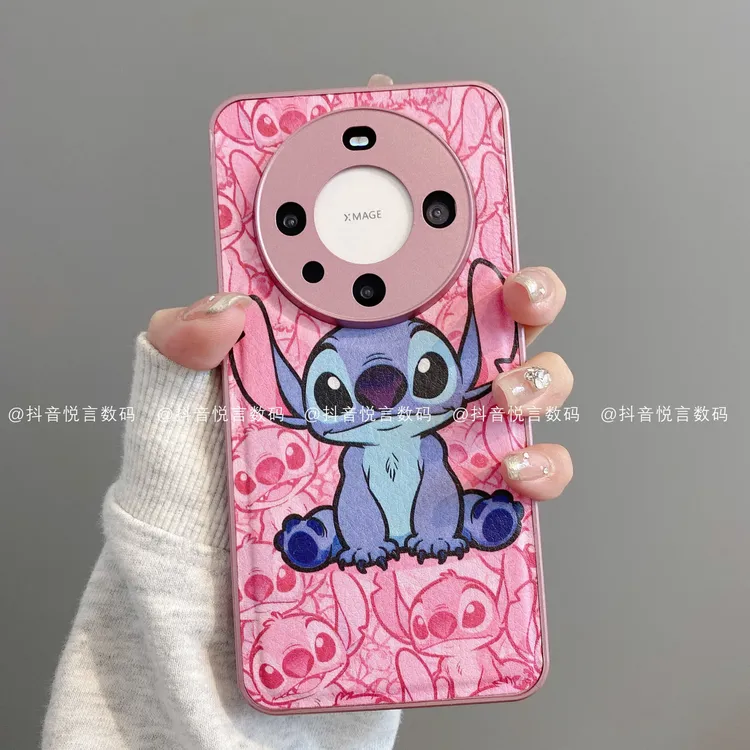 金属鼓皮适用华为mate70pro/60/50/40苹果17promax粉史迪奇手机壳