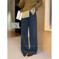 现货大婉酱微胖定制【雪尼尔牛仔裤】复古双口袋直筒牛仔裤女 2966D