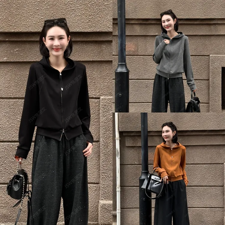 焦思文 秋季时尚休闲洋气百搭拉链连帽卫衣250923Y1
