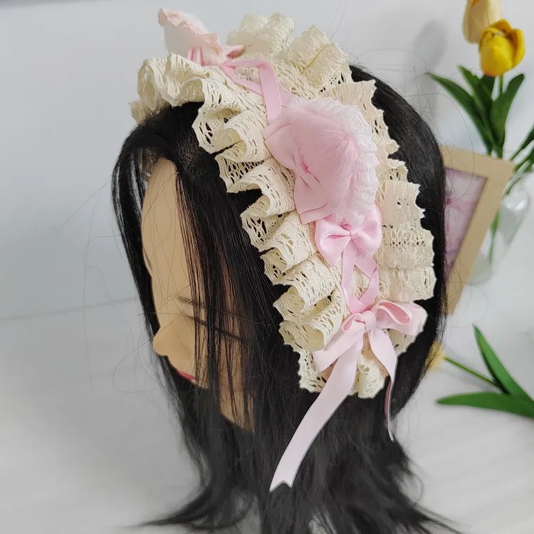 甜美花边发带百搭蝴蝶结洛丽塔lolita发饰头饰