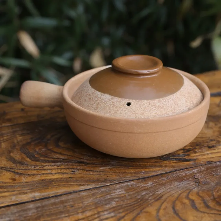 复古单柄小号砂锅一人食明火砂锅砂锅菜煲仔饭煤气火可用土砂锅