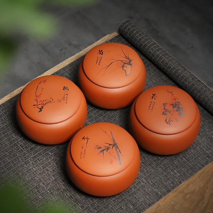 批发紫砂茶叶罐陶瓷茶叶罐白茶大红袍绿茶黑茶 中号醒茶密封罐