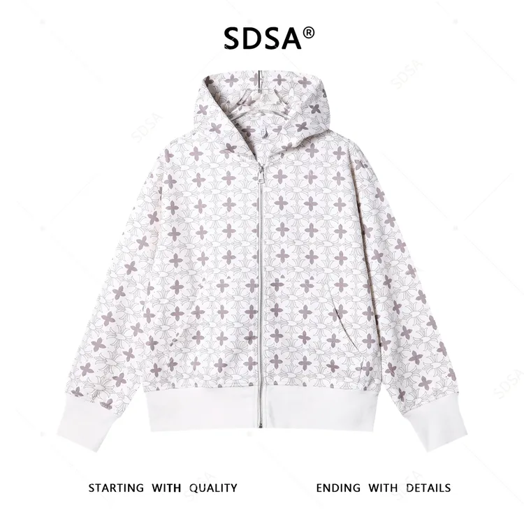 SDSA男士秋冬新款痞帅男装简约撞色十字烫钻拉链连帽卫衣百搭时尚